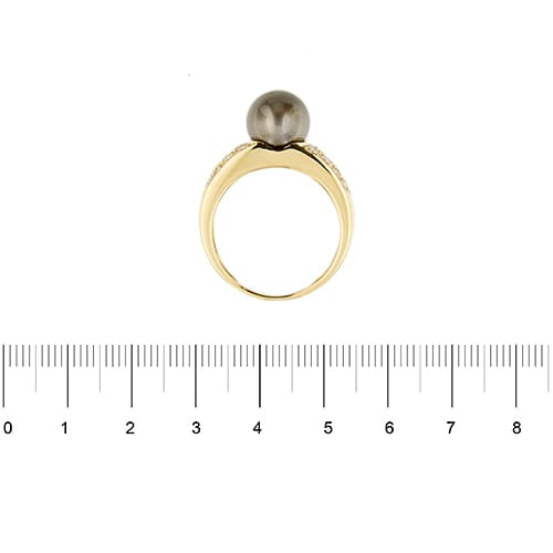 Bague Bague - Perle de Tahiti et diamants en or jaune 18 ct 58 Facettes 38116