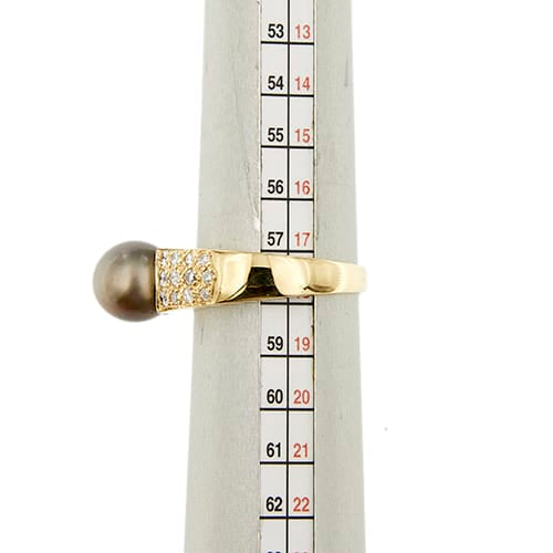 Bague Bague - Perle de Tahiti et diamants en or jaune 18 ct 58 Facettes 38116
