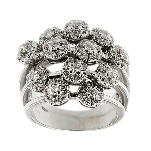 Bague Bague bouquet - Bague en or blanc 18 ct et diamants 58 Facettes 37546