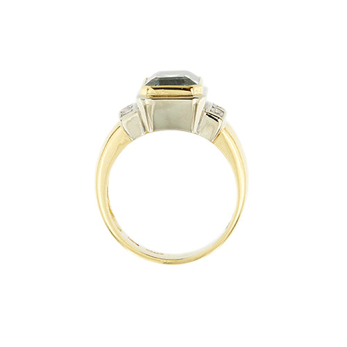Bague 55 Bague - aquamarine et diamants en or jaune et or blanc 18 ct 58 Facettes 37500