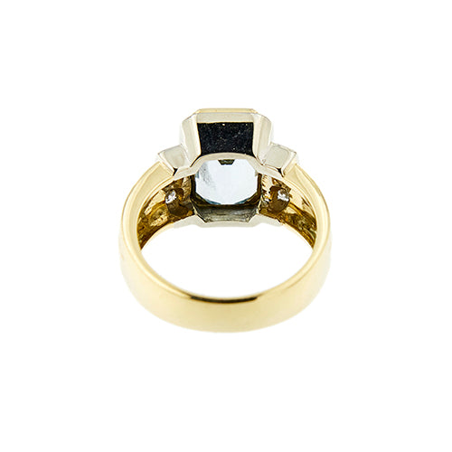 Bague 55 Bague - aquamarine et diamants en or jaune et or blanc 18 ct 58 Facettes 37500