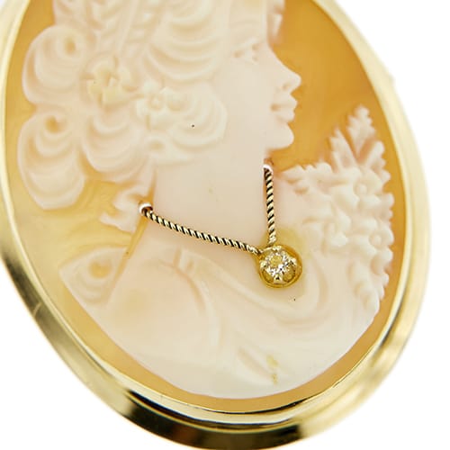 Pendentif Spilla-pendentif camée ovale en or jaune 18 ct 58 Facettes 37486