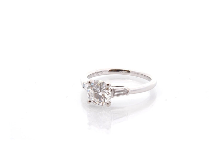 Bague 53 Bague en platine avec diamant 1,13 ct E/VVS1 et diamants 58 Facettes 27375-27360