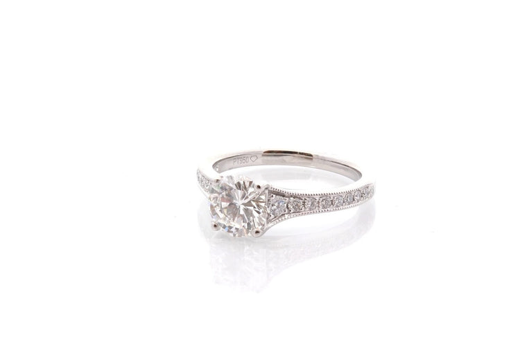 Bague 53 Bague - Diamant 1,23 ct G/VVS2 en platine et diamants 58 Facettes 27268-27373