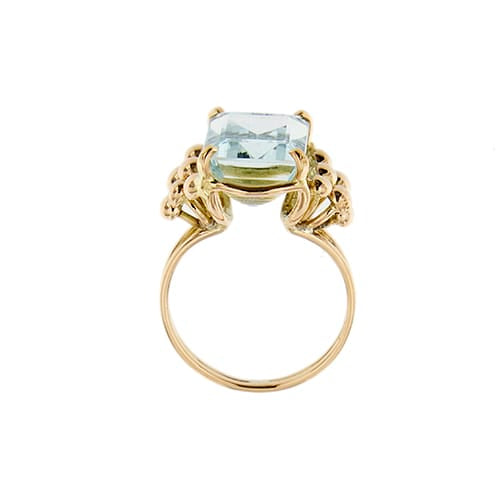 Bague 57 Bague vintage en or rose 18 ct avec aigue-marine 6,50 ct 58 Facettes 28613
