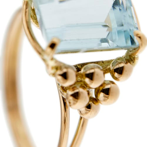 Bague 57 Bague vintage en or rose 18 ct avec aigue-marine 6,50 ct 58 Facettes 28613