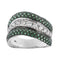 Bague 57 Bague bande ondulée en or blanc 18 ct, diamants et émeraudes 58 Facettes 38594