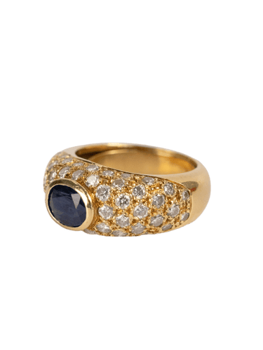 Bague 55 Bague jonc vintage en or jaune, saphir et diamants 58 Facettes