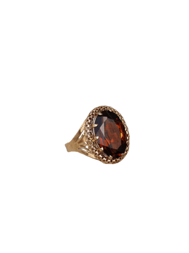 Bague 52 Bague vintage en or jaune 750‰ avec ambre 58 Facettes