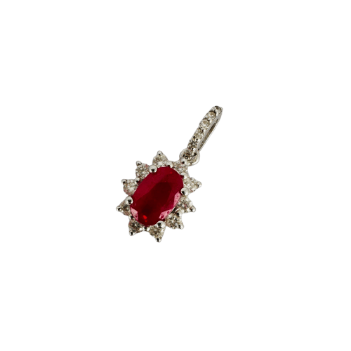 Pendentif Pendentif - Rubis et diamants en or blanc 14k 58 Facettes 2610002