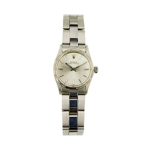 Montre Rolex Oyster Perpetual - Montre en acier, lunette cannelée en or blanc 58 Facettes 36869