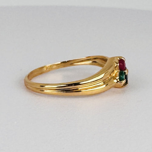 Ring 52 Ring i 18k gult guld, rubin, smaragd og blå safir 58 Facettes 2609006