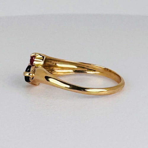 Ring 52 Ring i 18k gult guld, rubin, smaragd og blå safir 58 Facettes 2609006