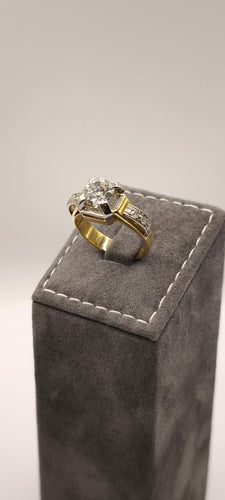 Bague 54 Bague en or jaune 18 carats (750/1000) et platine, diamant d'environ 1,40 ct 58 Facettes Valuor Modèle-012