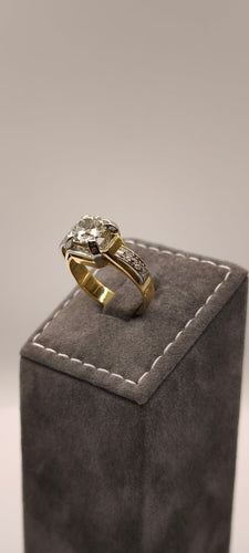 Bague 54 Bague en or jaune 18 carats (750/1000) et platine, diamant d'environ 1,40 ct 58 Facettes Valuor Modèle-012