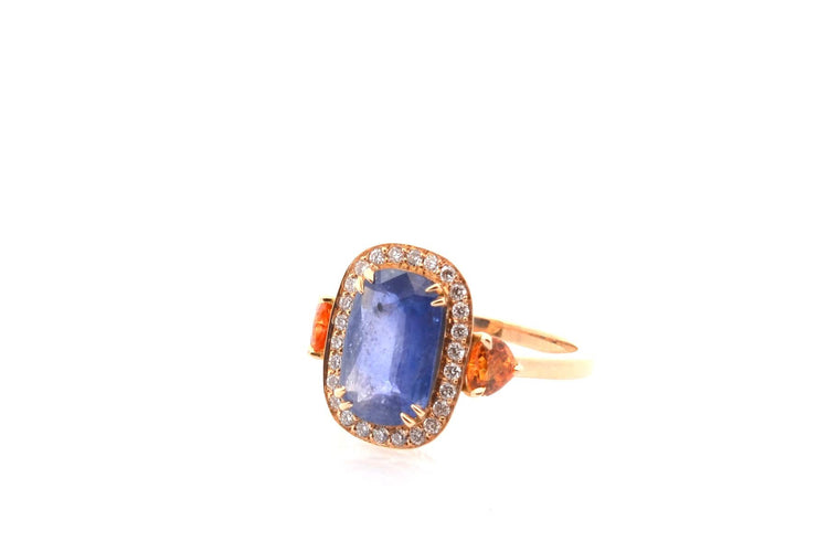 Bague 52 Bague en or 18k avec saphir de Ceylan 2,67 ct et diamants 58 Facettes 26685