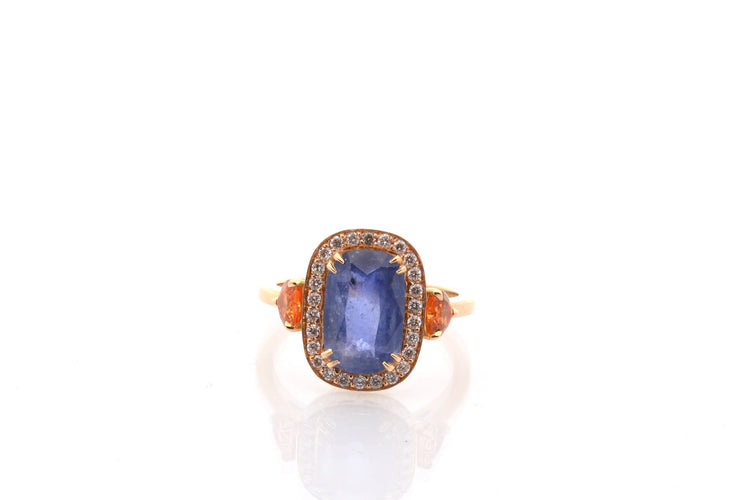 Bague 52 Bague en or 18k avec saphir de Ceylan 2,67 ct et diamants 58 Facettes 26685