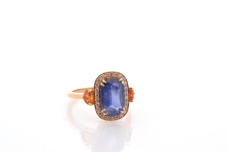 Bague 52 Bague en or 18k avec saphir de Ceylan 2,67 ct et diamants 58 Facettes 26685