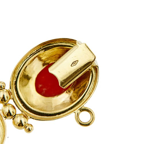 Bracelet Bracelet en or jaune 18 ct avec 9 coraux rouges cabochon 58 Facettes 39982