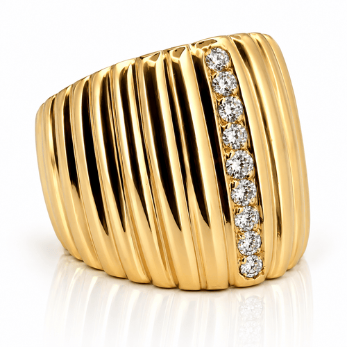 Bague 55 Bague rétro jonc en or jaune 18 carats et diamants naturels 58 Facettes 91091