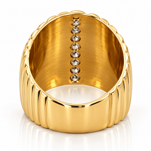 Bague 55 Bague rétro jonc en or jaune 18 carats et diamants naturels 58 Facettes 91091