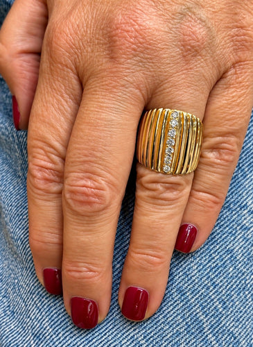 Bague 55 Bague rétro jonc en or jaune 18 carats et diamants naturels 58 Facettes 91091