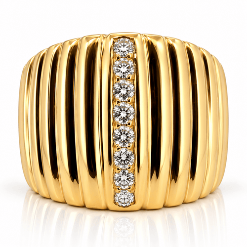 Bague 55 Bague rétro jonc en or jaune 18 carats et diamants naturels 58 Facettes 91091