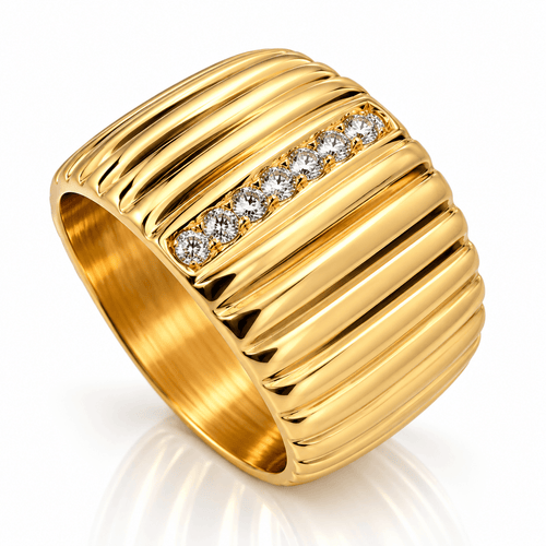 Bague 55 Bague rétro jonc en or jaune 18 carats et diamants naturels 58 Facettes 91091