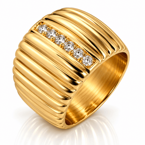Bague 55 Bague rétro jonc en or jaune 18 carats et diamants naturels 58 Facettes 91091