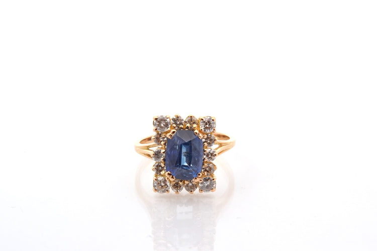 Bague 52 Bague saphir de Ceylan et diamants en or 18k 58 Facettes 26682-27487