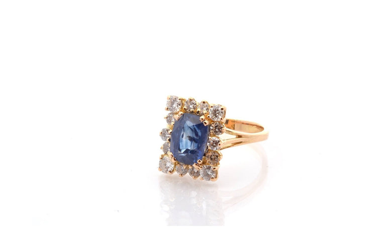 Bague 52 Bague saphir de Ceylan et diamants en or 18k 58 Facettes 26682-27487