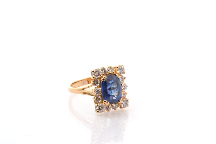 Bague 52 Bague saphir de Ceylan et diamants en or 18k 58 Facettes 26682-27487