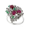Bague 59 Bague - Rubis, émeraudes et diamants en or blanc 14 ct 58 Facettes 37784