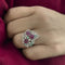 Bague 59 Bague - Rubis, émeraudes et diamants en or blanc 14 ct 58 Facettes 37784