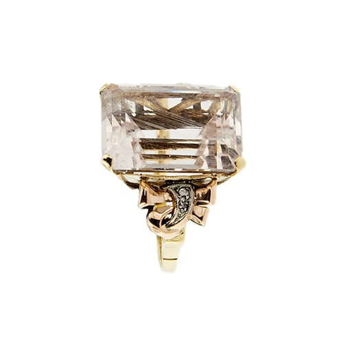 Bague 54 Bague cocktail en or jaune, rose et blanc 18 ct avec morganite et diamants 58 Facettes 37785