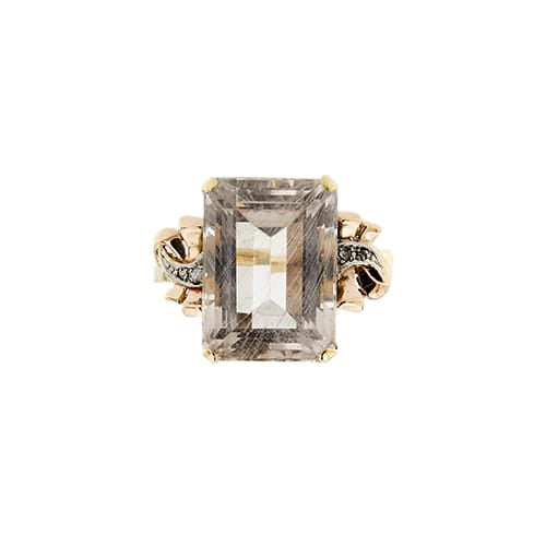 Bague 54 Bague cocktail en or jaune, rose et blanc 18 ct avec morganite et diamants 58 Facettes 37785