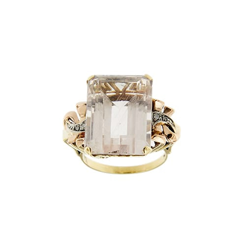 Bague 54 Bague cocktail en or jaune, rose et blanc 18 ct avec morganite et diamants 58 Facettes 37785