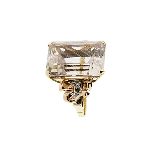 Bague 54 Bague cocktail en or jaune, rose et blanc 18 ct avec morganite et diamants 58 Facettes 37785