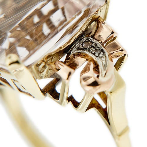 Bague 54 Bague cocktail en or jaune, rose et blanc 18 ct avec morganite et diamants 58 Facettes 37785