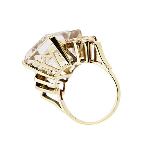Bague 54 Bague cocktail en or jaune, rose et blanc 18 ct avec morganite et diamants 58 Facettes 37785