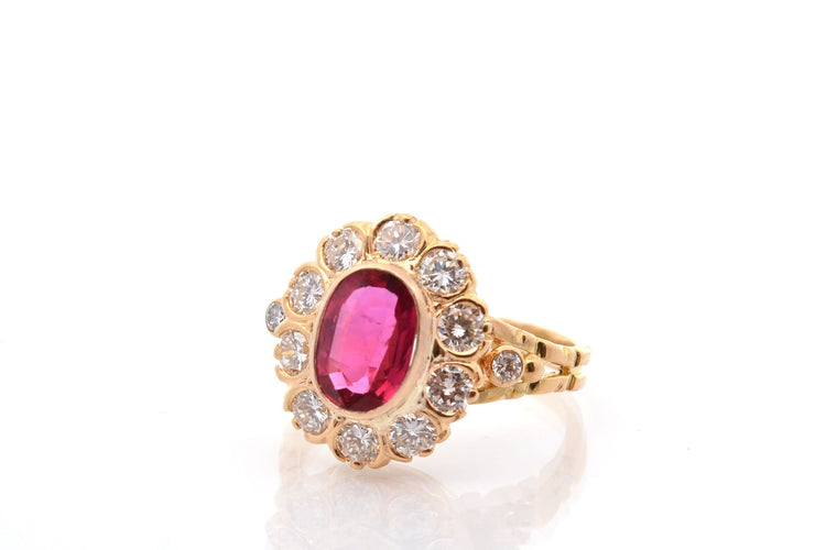 Bague 56 Bague vintage rubis et diamants en or 18 carats 58 Facettes 27590