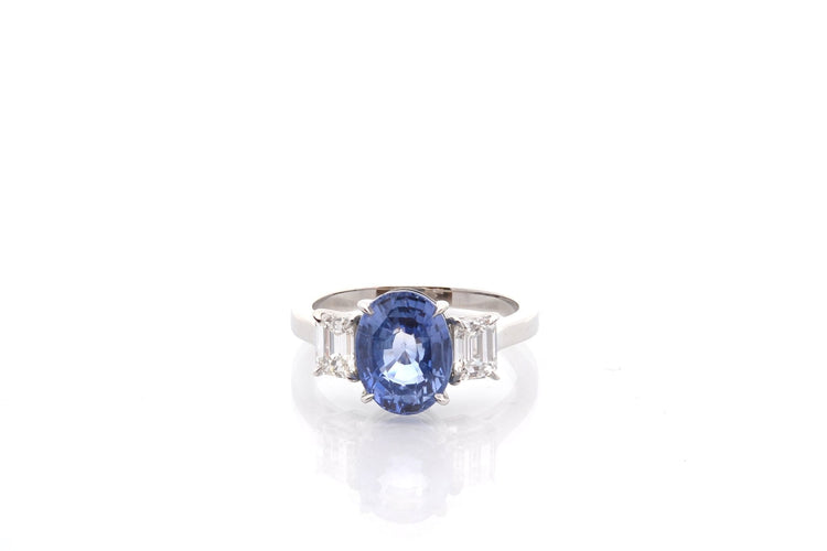 Bague 53 Bague en platine au saphir non chauffé 4,22 ct et diamants 58 Facettes 27221-27420-27619