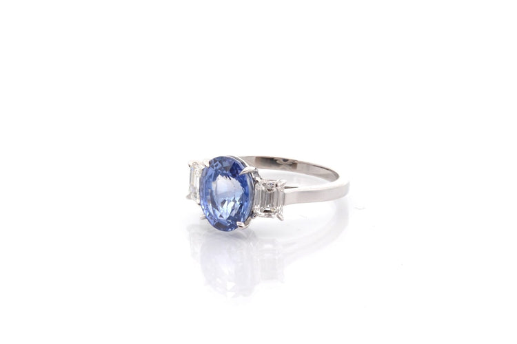 Bague 53 Bague en platine au saphir non chauffé 4,22 ct et diamants 58 Facettes 27221-27420-27619