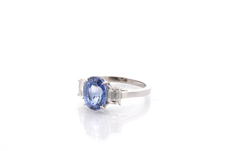 Bague 53 Bague en platine au saphir non chauffé 4,22 ct et diamants 58 Facettes 27221-27420-27619