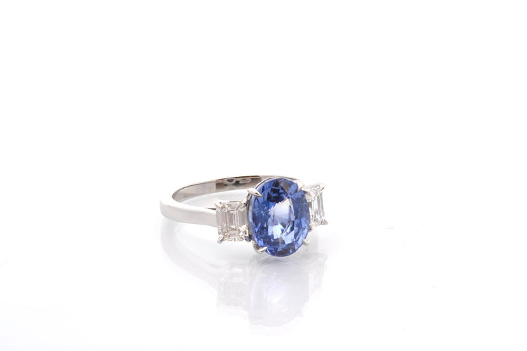 Bague 53 Bague en platine au saphir non chauffé 4,22 ct et diamants 58 Facettes 27221-27420-27619