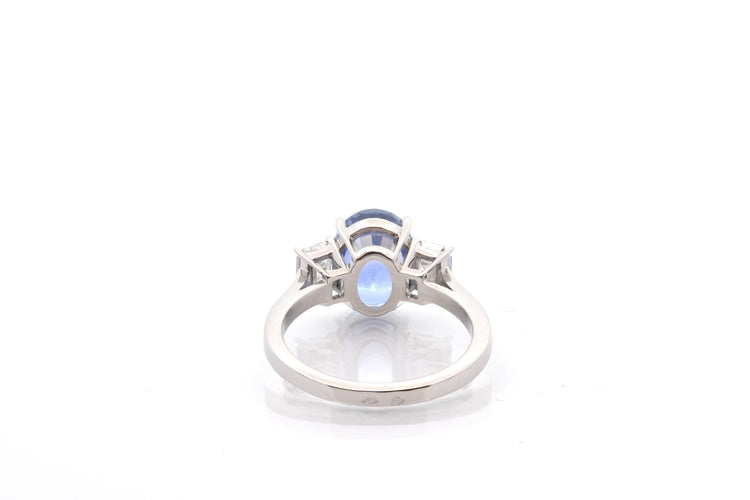 Bague 53 Bague en platine au saphir non chauffé 4,22 ct et diamants 58 Facettes 27221-27420-27619