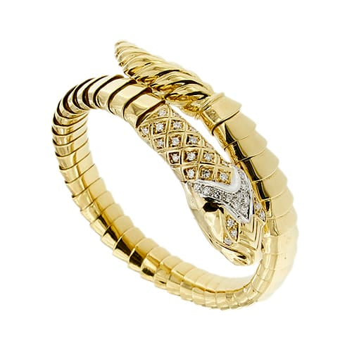 Bracelet Bracelet serpent rigide en or jaune 18 ct et diamants 58 Facettes 39752