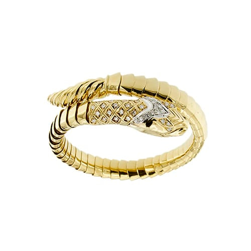 Bracelet Bracelet serpent rigide en or jaune 18 ct et diamants 58 Facettes 39752