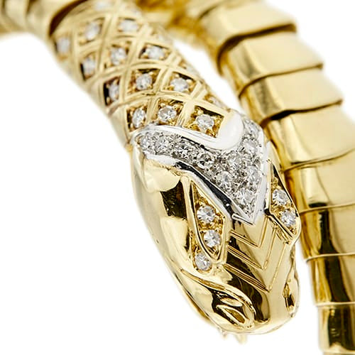 Bracelet Bracelet serpent rigide en or jaune 18 ct et diamants 58 Facettes 39752