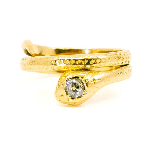 Bague 61 Bague serpent en or jaune 14k avec diamant taille ancienne 58 Facettes 8453BA8C7C514FD8B8F01E953833235F